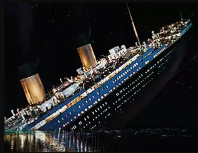 cruise ship sinking at night