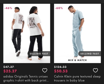 psychological pricing strategies - ASOS clearance page